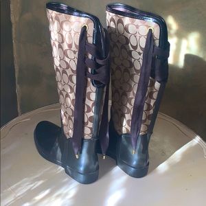 Lace-Up Warm Lined COACH Rainboots